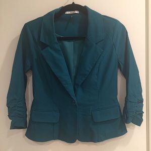 Teal cropped blazer